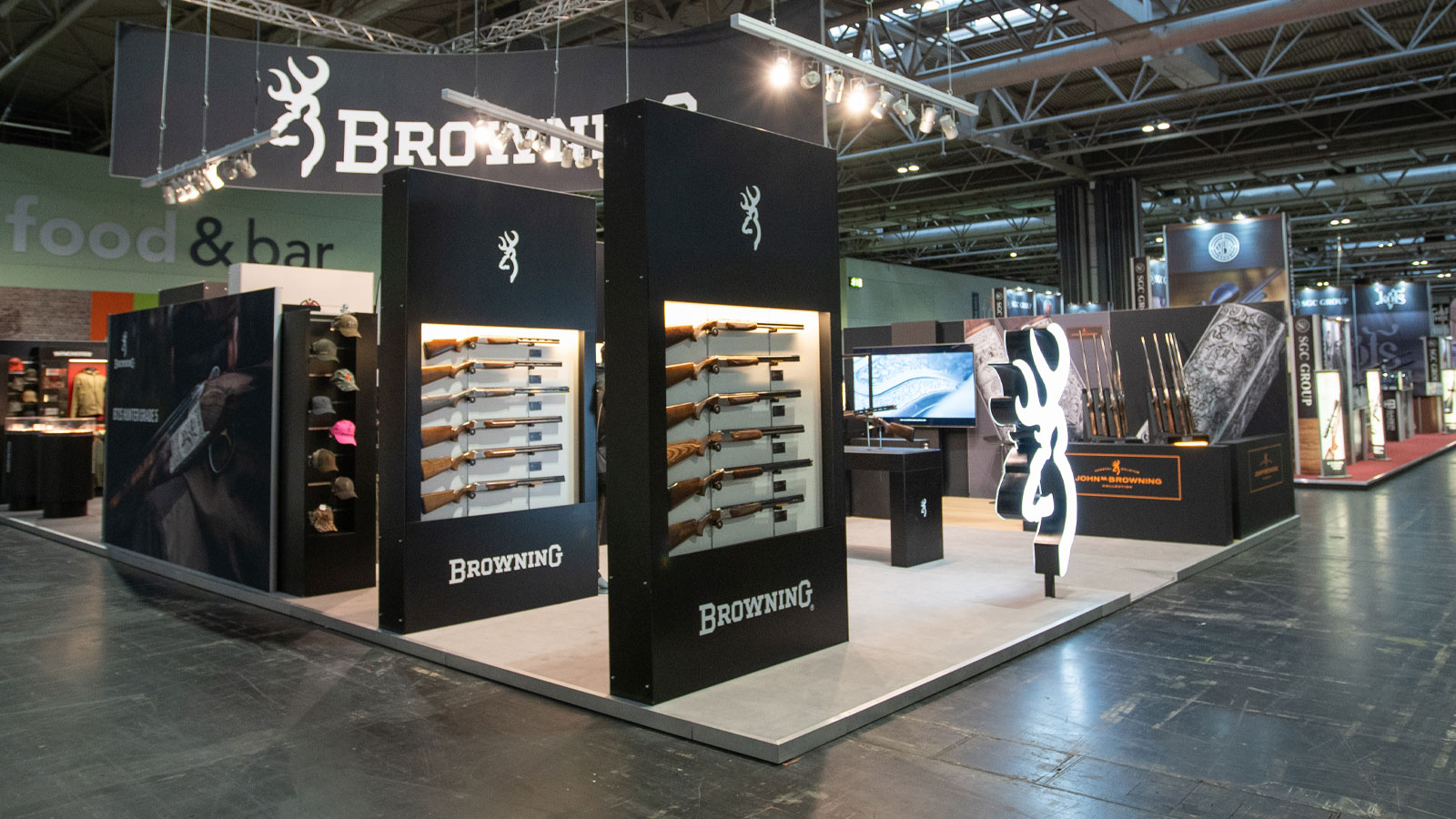 Browning shotguns on the Browning stand at The British Shooting Show